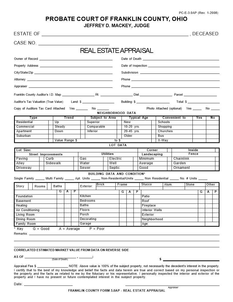 Real Estate Appraisal {3.0AP} | Pdf Fpdf Doc Docx | Ohio