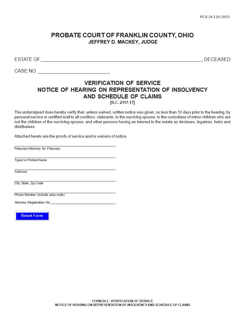 Verification Of Service Notice Of Hearing On Representation {24.3} | Pdf Fpdf Doc Docx | Ohio