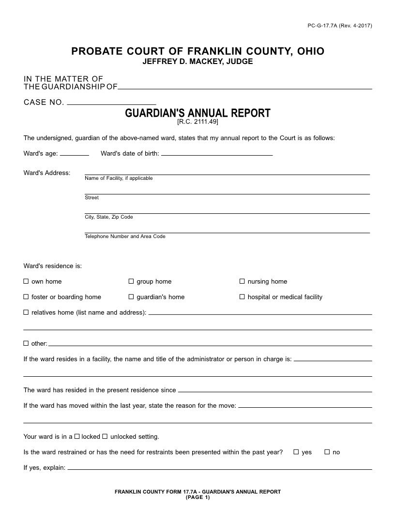 Guardians Auuual Report {17.7A} | Pdf Fpdf Doc Docx | Ohio