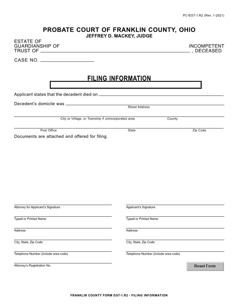Filing Information {1.R2} | Pdf Fpdf Doc Docx | Ohio