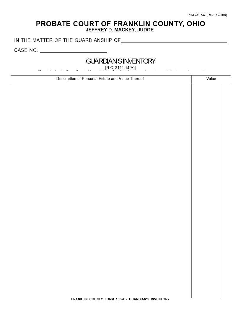 Guardians Inventory {15.5A} | Pdf Fpdf Doc Docx | Ohio