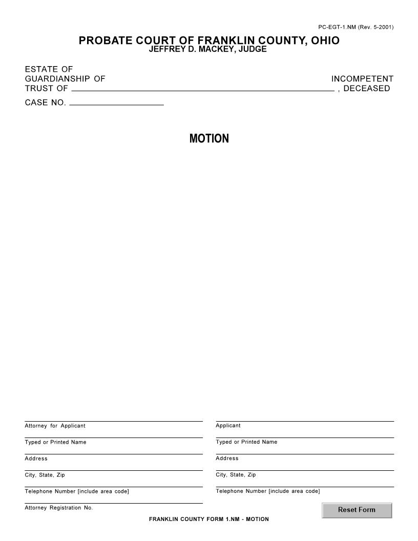 Motion {1.NM} | Pdf Fpdf Doc Docx | Ohio