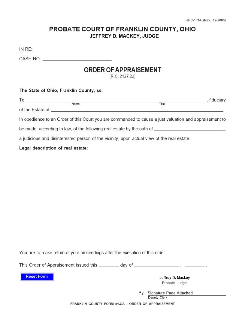 Order Of Appraisment {1.OA} | Pdf Fpdf Doc Docx | Ohio