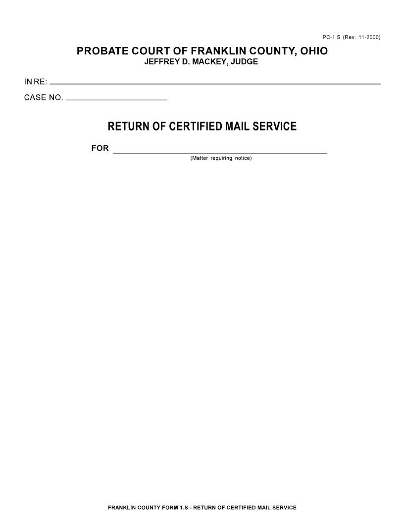 Return Of Certified Mail Service {1.S} | Pdf Fpdf Doc Docx | Ohio