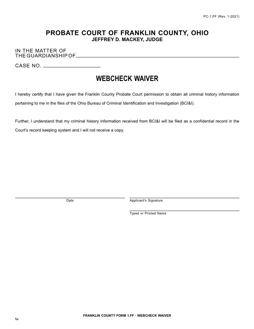 Webcheck Waiver {1.FF} | Pdf Fpdf Doc Docx | Ohio