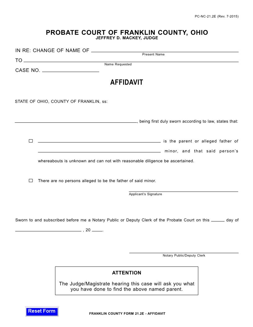 Affidavit {21.2E} | Pdf Fpdf Doc Docx | Ohio
