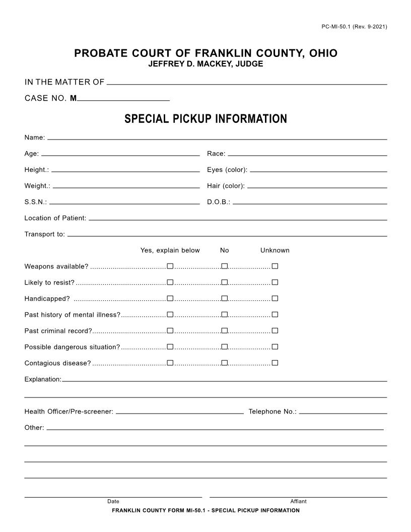 Special Pickup Information {50.1} | Pdf Fpdf Doc Docx | Ohio