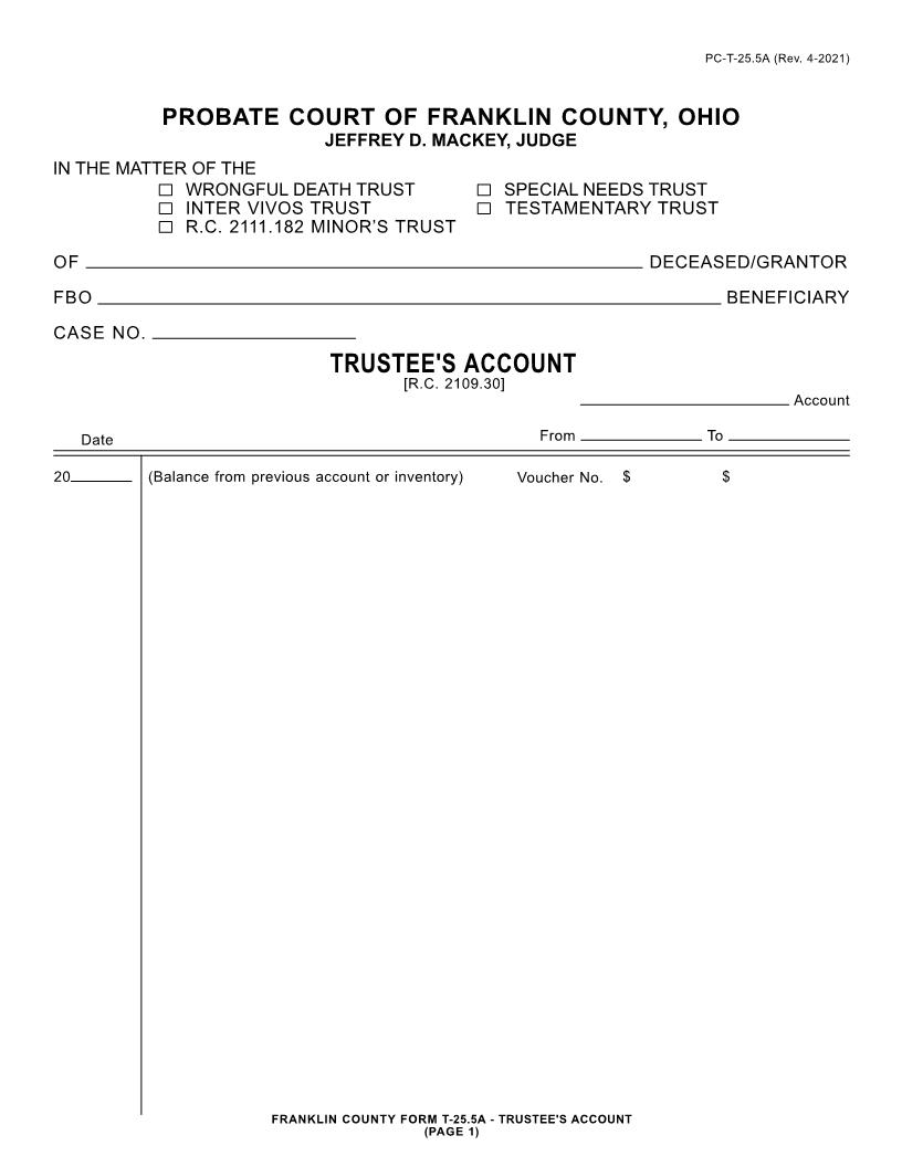 Trustees Account {25.5A} | Pdf Fpdf Doc Docx | Ohio