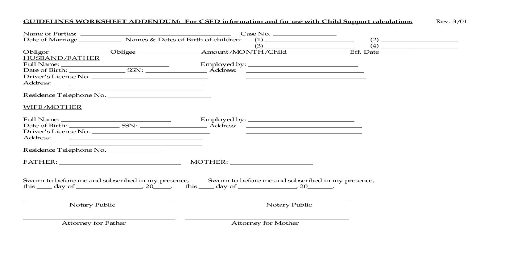 Guidelines Worksheet Addendum | Pdf Fpdf Doc Docx | Ohio