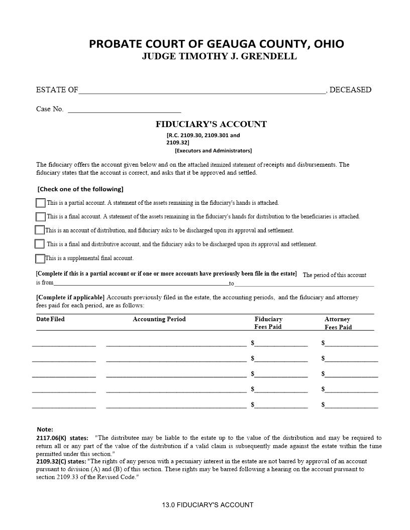 Fiduciarys Account {13.0} | Pdf Fpdf Doc Docx | Ohio