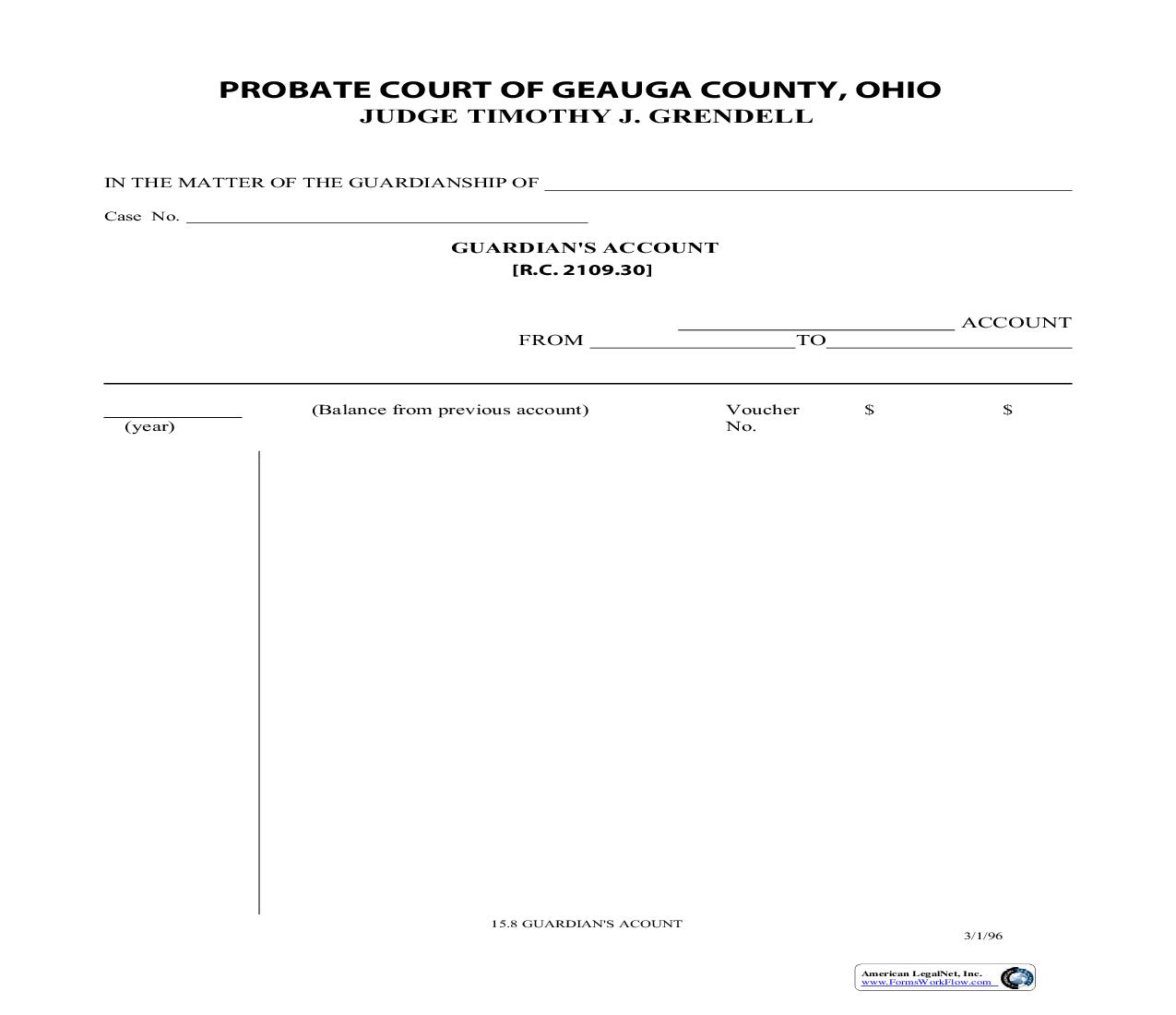 Guardians Account {15.8} | Pdf Fpdf Doc Docx | Ohio