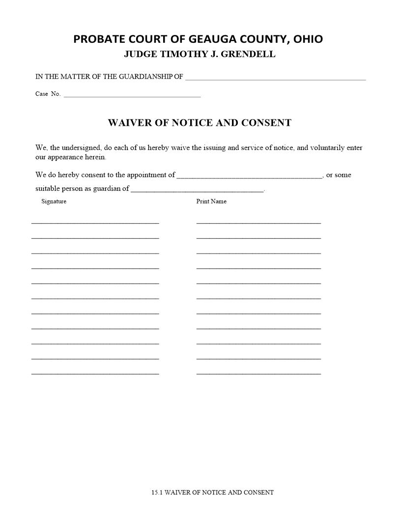 Waiver Of Notice And Consent {15.1} | Pdf Fpdf Doc Docx | Ohio