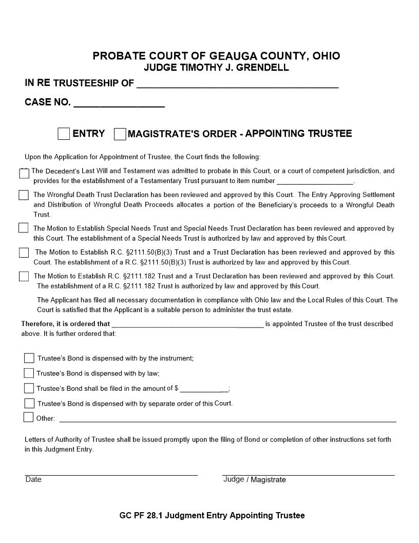 Judgment Entry Appointing Trustee {28.1} | Pdf Fpdf Doc Docx | Ohio