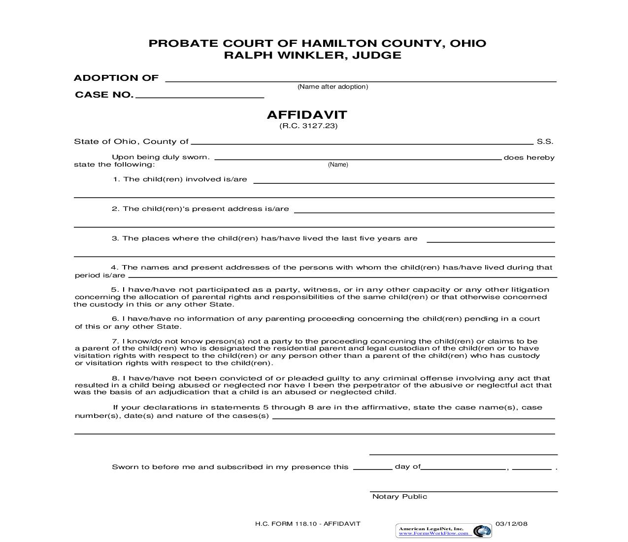 Affidavit {118.10} | Pdf Fpdf Doc Docx | Ohio
