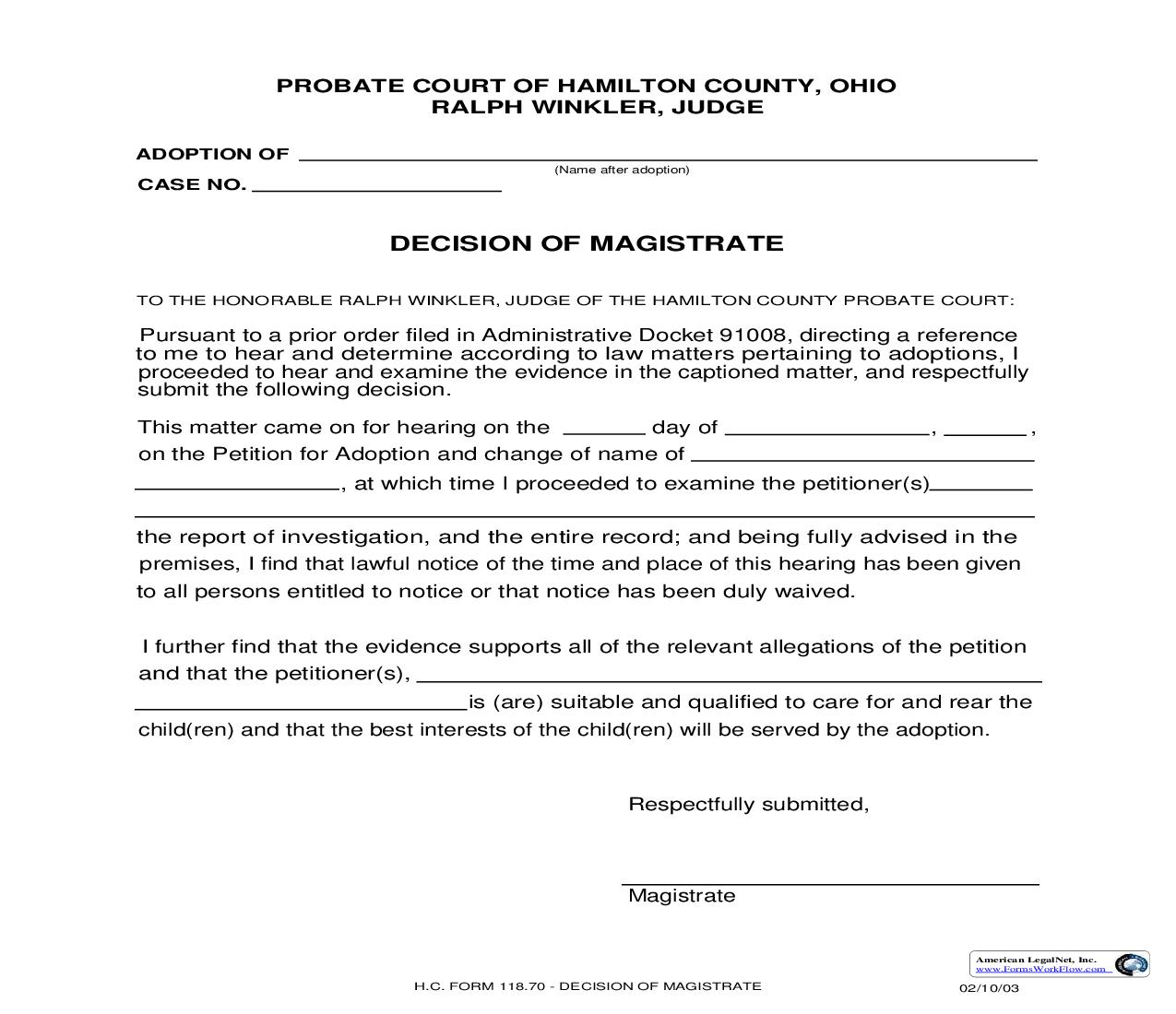 Decision Of Magistrate {118.70} | Pdf Fpdf Doc Docx | Ohio