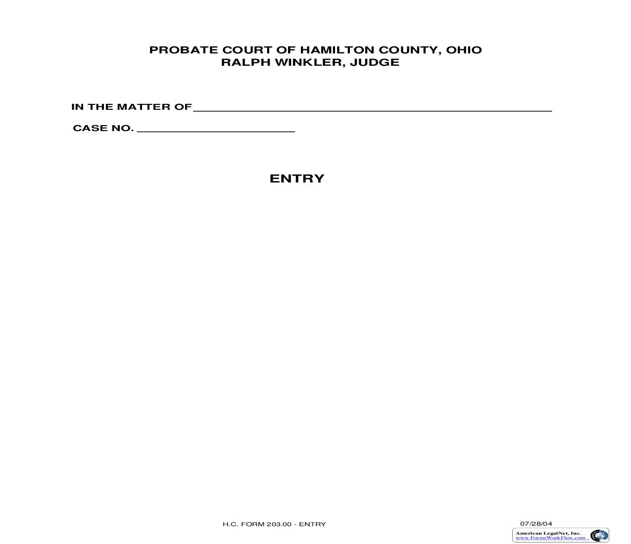 Entry {203.00} | Pdf Fpdf Doc Docx | Ohio