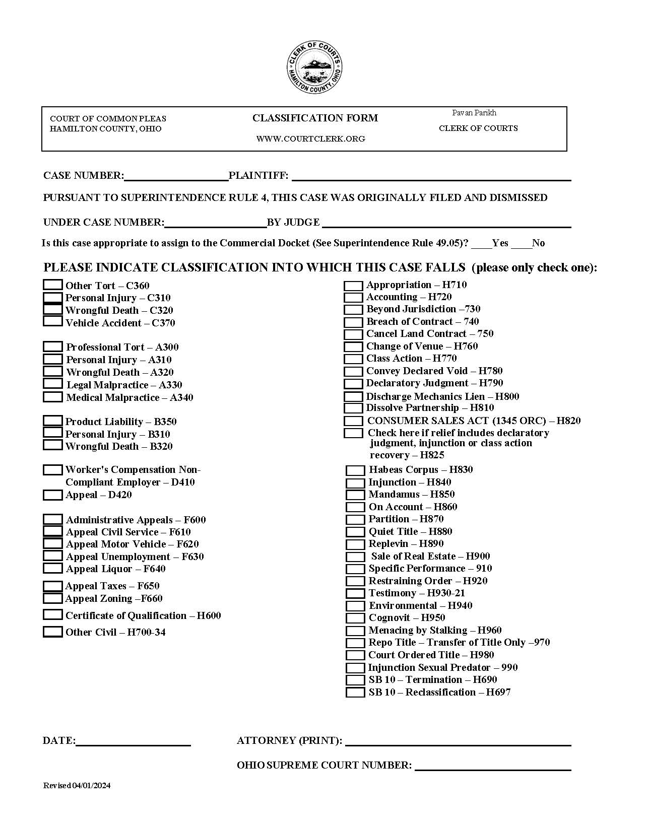 Classification Form | Pdf Fpdf Doc Docx | Ohio