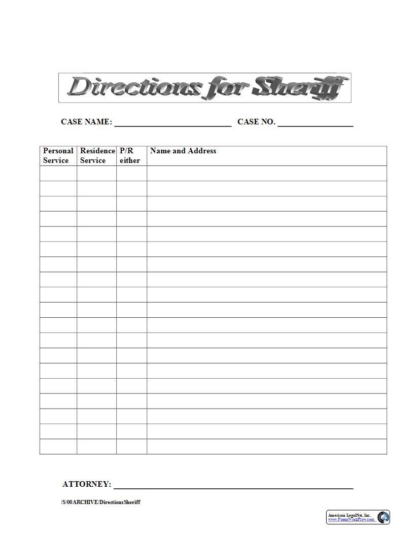 Directions For Sheriff | Pdf Fpdf Docx | Ohio