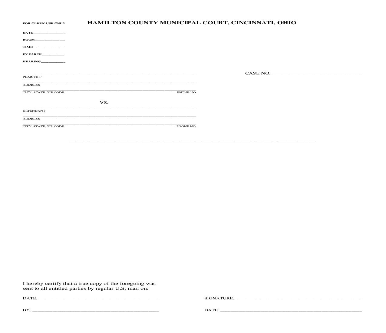 Motion (Blank Generic) | Pdf Fpdf Doc Docx | Ohio