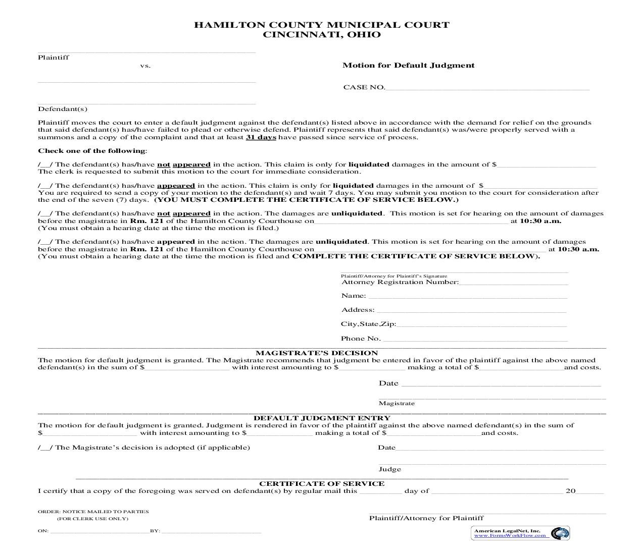 Motion For Default Judgment | Pdf Fpdf Doc Docx | Ohio