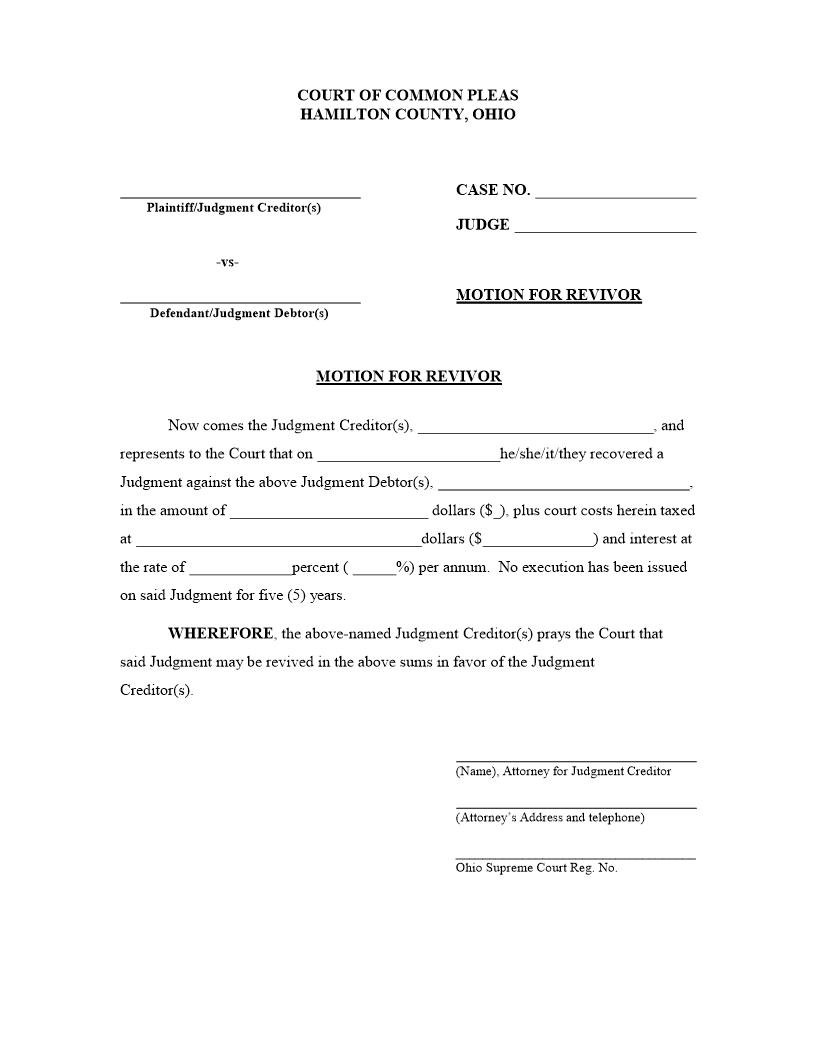 Motion For Revivor | Pdf Fpdf Doc Docx | Ohio