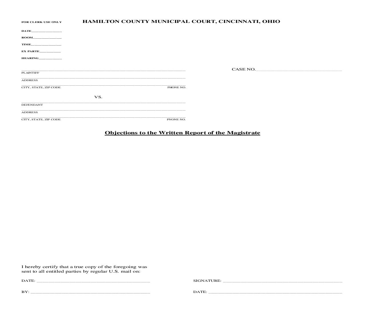 Objections To The Written Report Of The Magistrate | Pdf Fpdf Doc Docx | Ohio