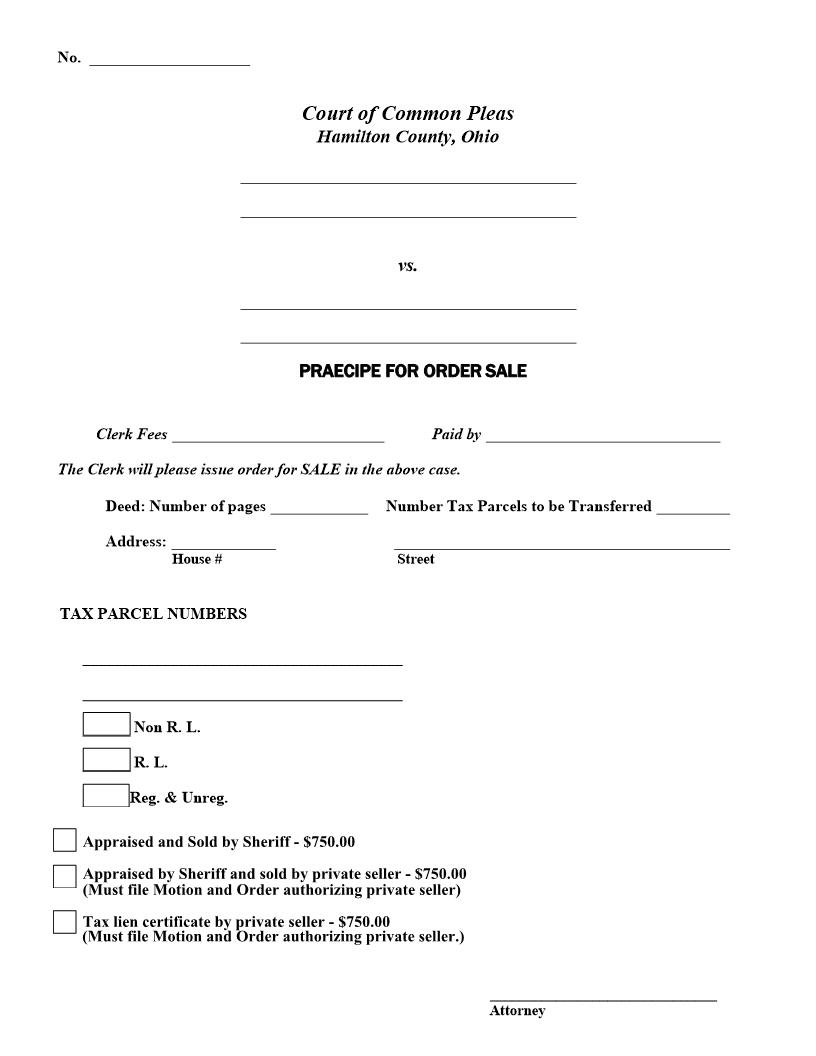 Precipe For Order | Pdf Fpdf Docx | Ohio