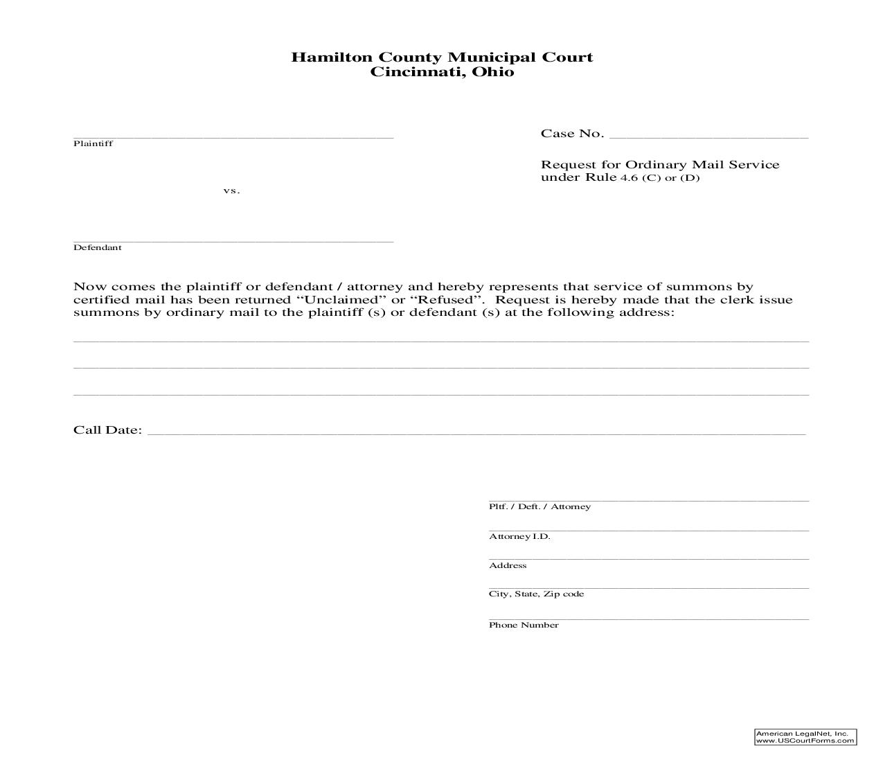 Request For Ordinary Mail Service | Pdf Fpdf Doc Docx | Ohio