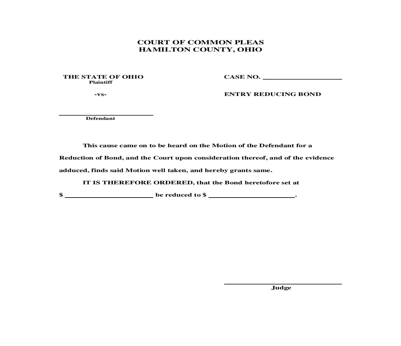 Entry Reducing Bond | Pdf Fpdf Doc Docx | Ohio