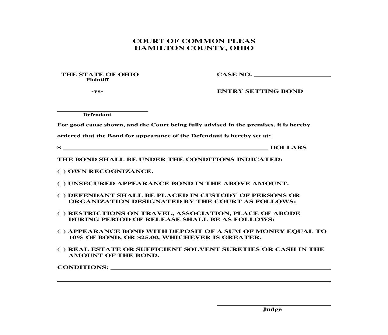Entry Setting Bond | Pdf Fpdf Doc Docx | Ohio