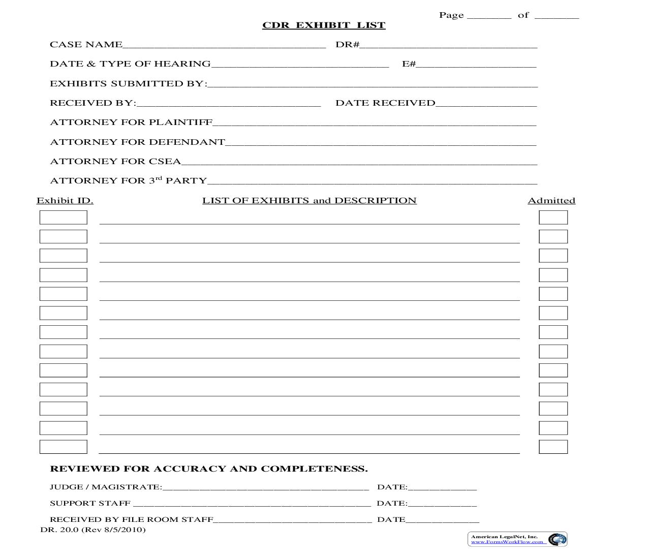 CDR Exhibit List {20-0} | Pdf Fpdf Doc Docx | Ohio