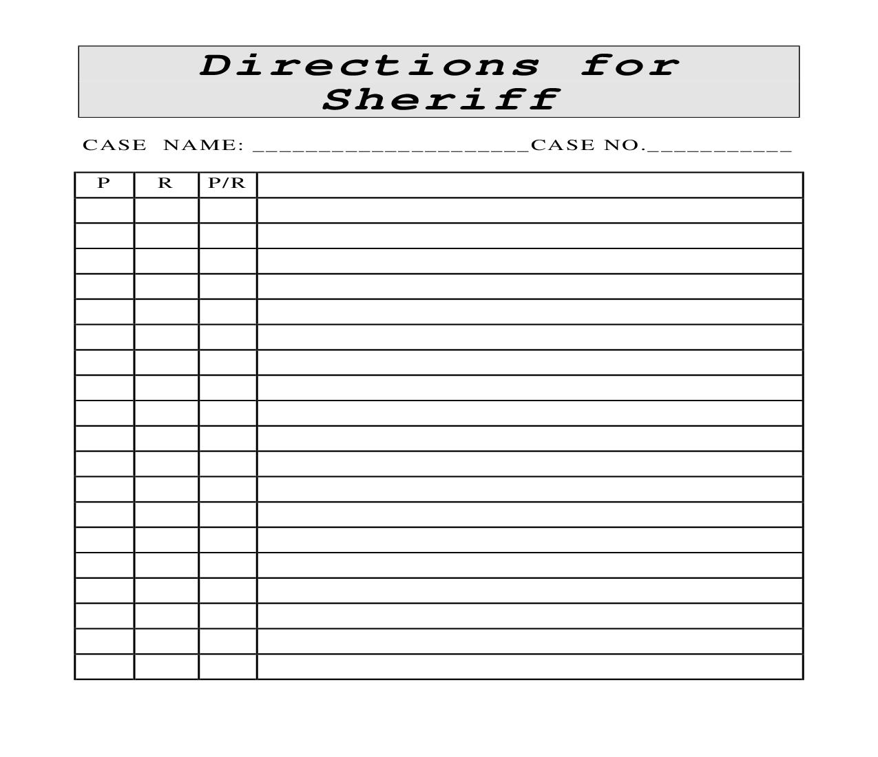 Directions For Sheriff | Pdf Fpdf Doc Docx | Ohio