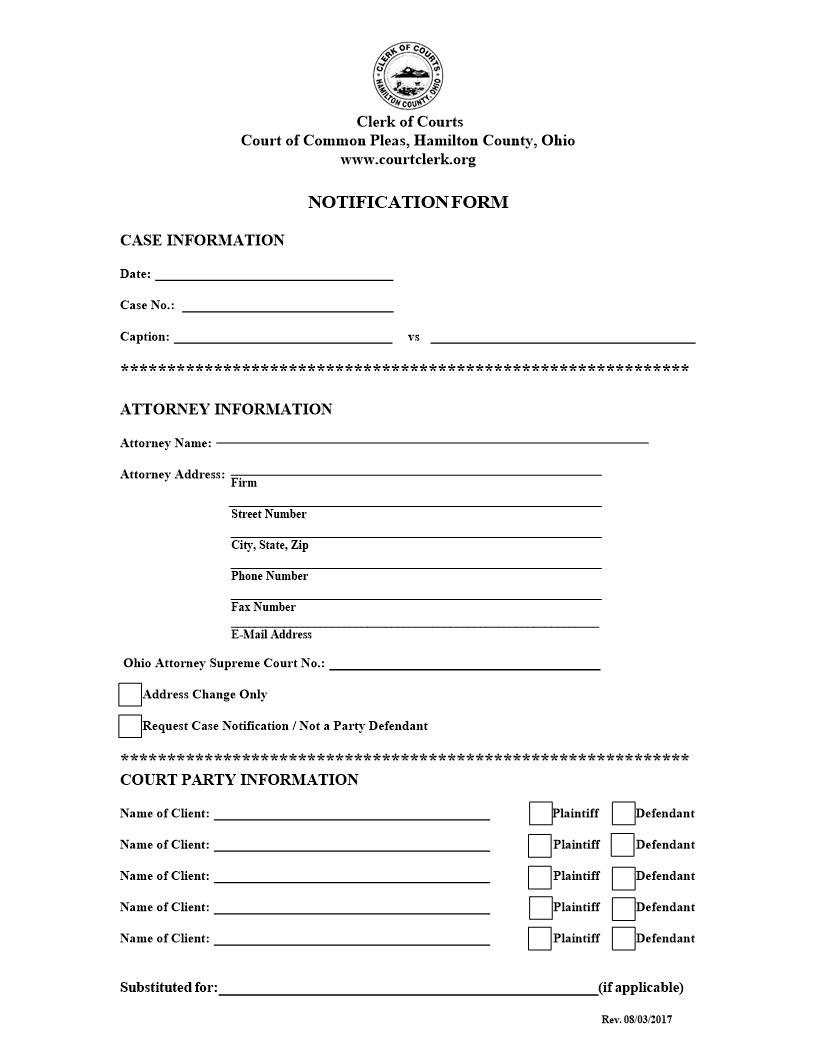 Notification Form | Pdf Fpdf Docx | Ohio