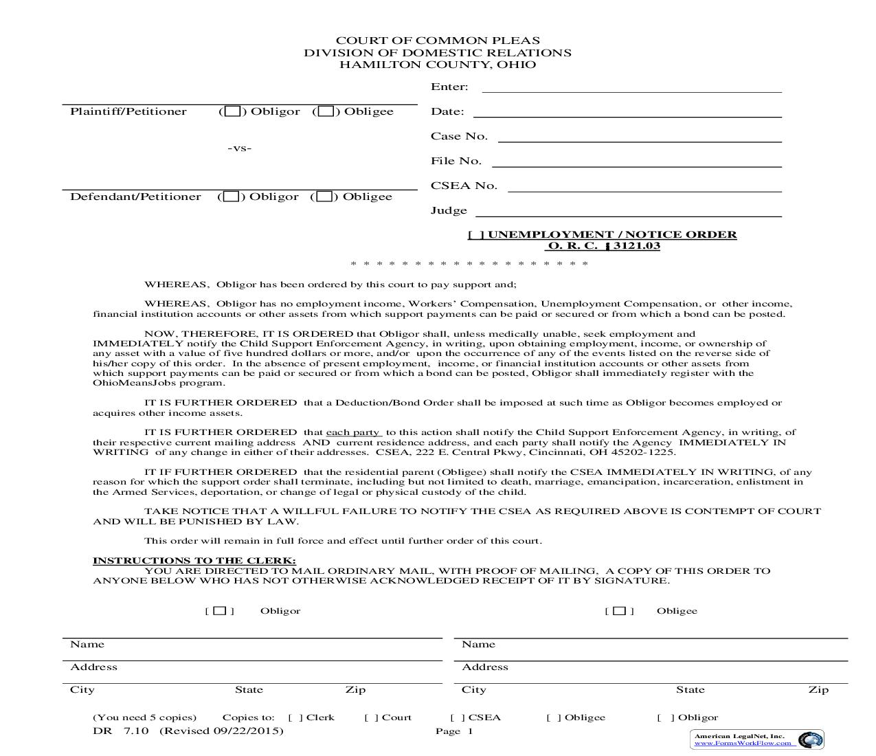 Unemployment Notice Order {7.10} | Pdf Fpdf Doc Docx | Ohio