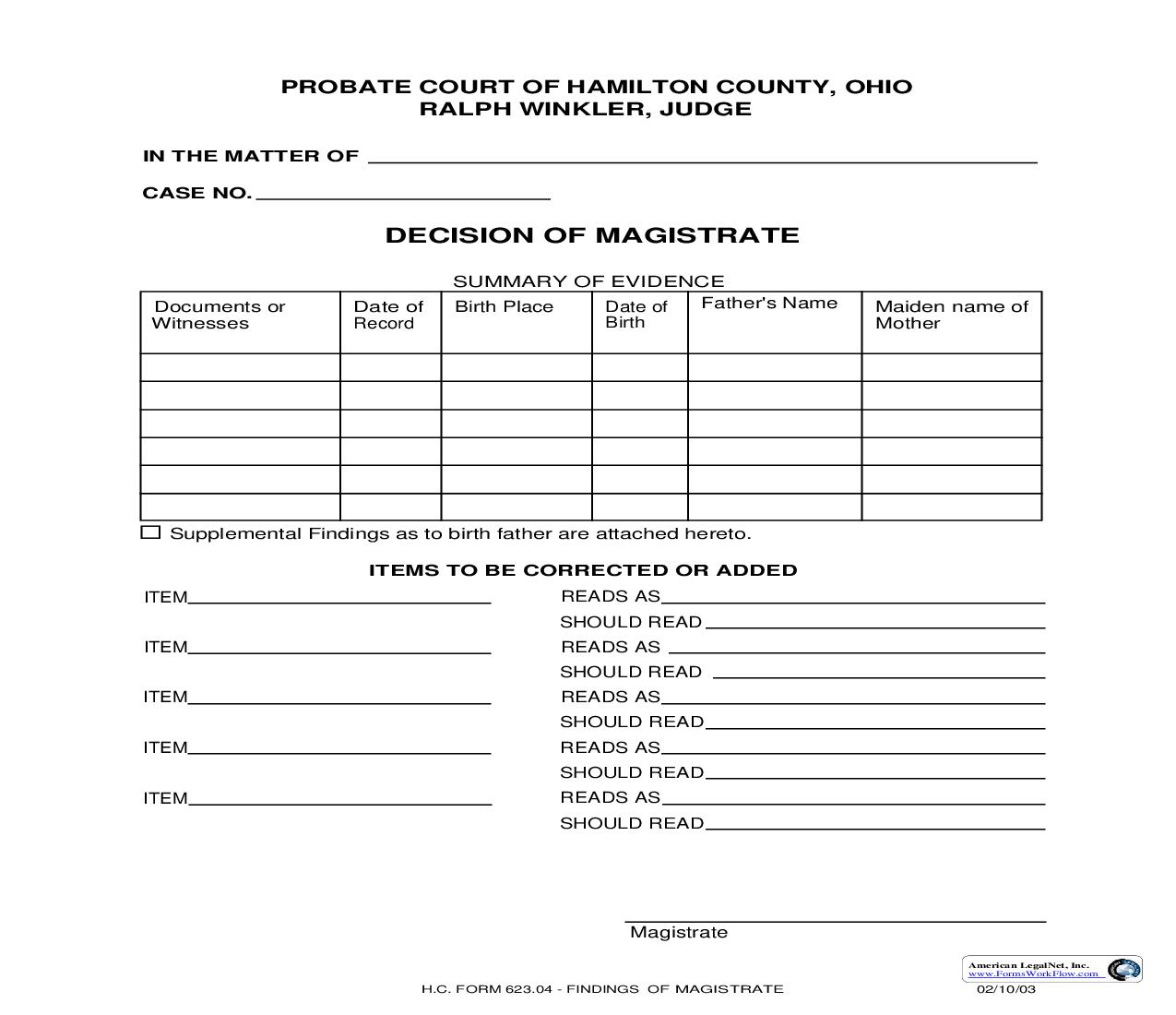 Decision Of Magistrate {623.04} | Pdf Fpdf Doc Docx | Ohio