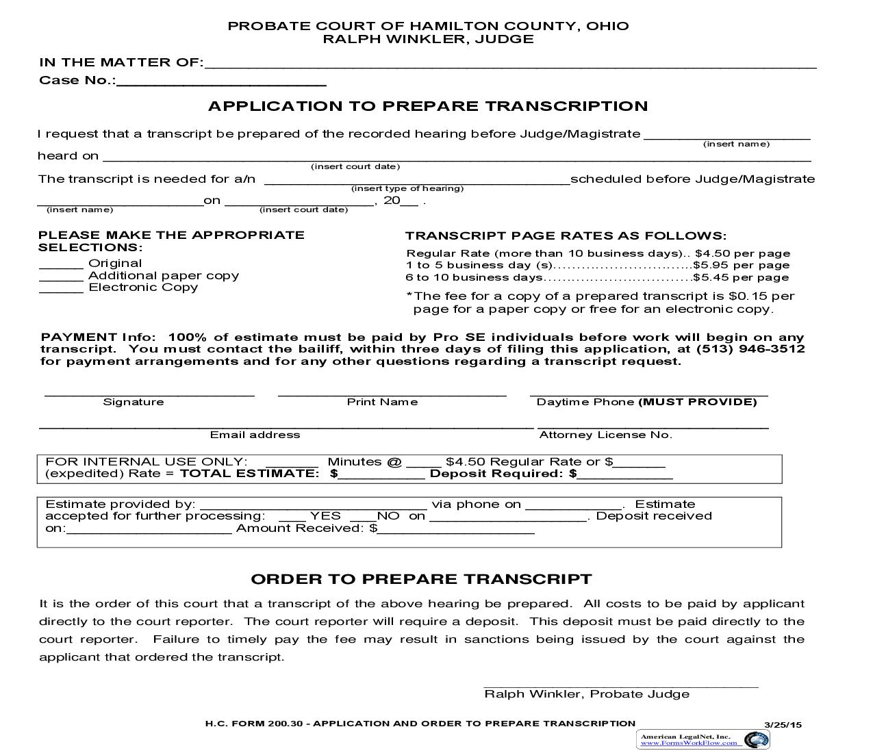 Application To Prepare Transcript {200.30} | Pdf Fpdf Doc Docx | Ohio
