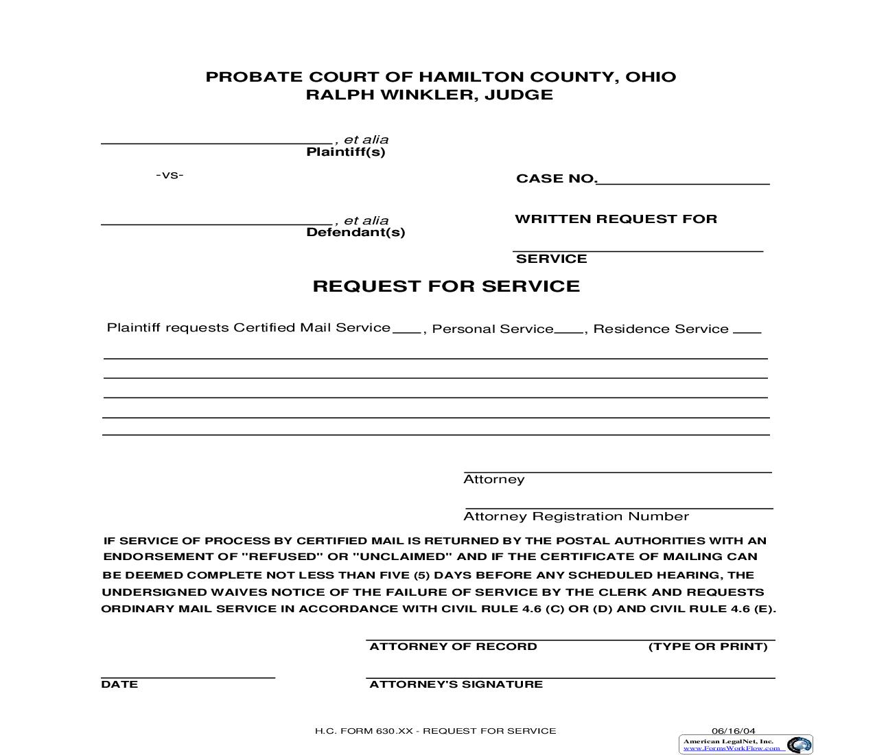 Request For Service {630..XX} | Pdf Fpdf Doc Docx | Ohio