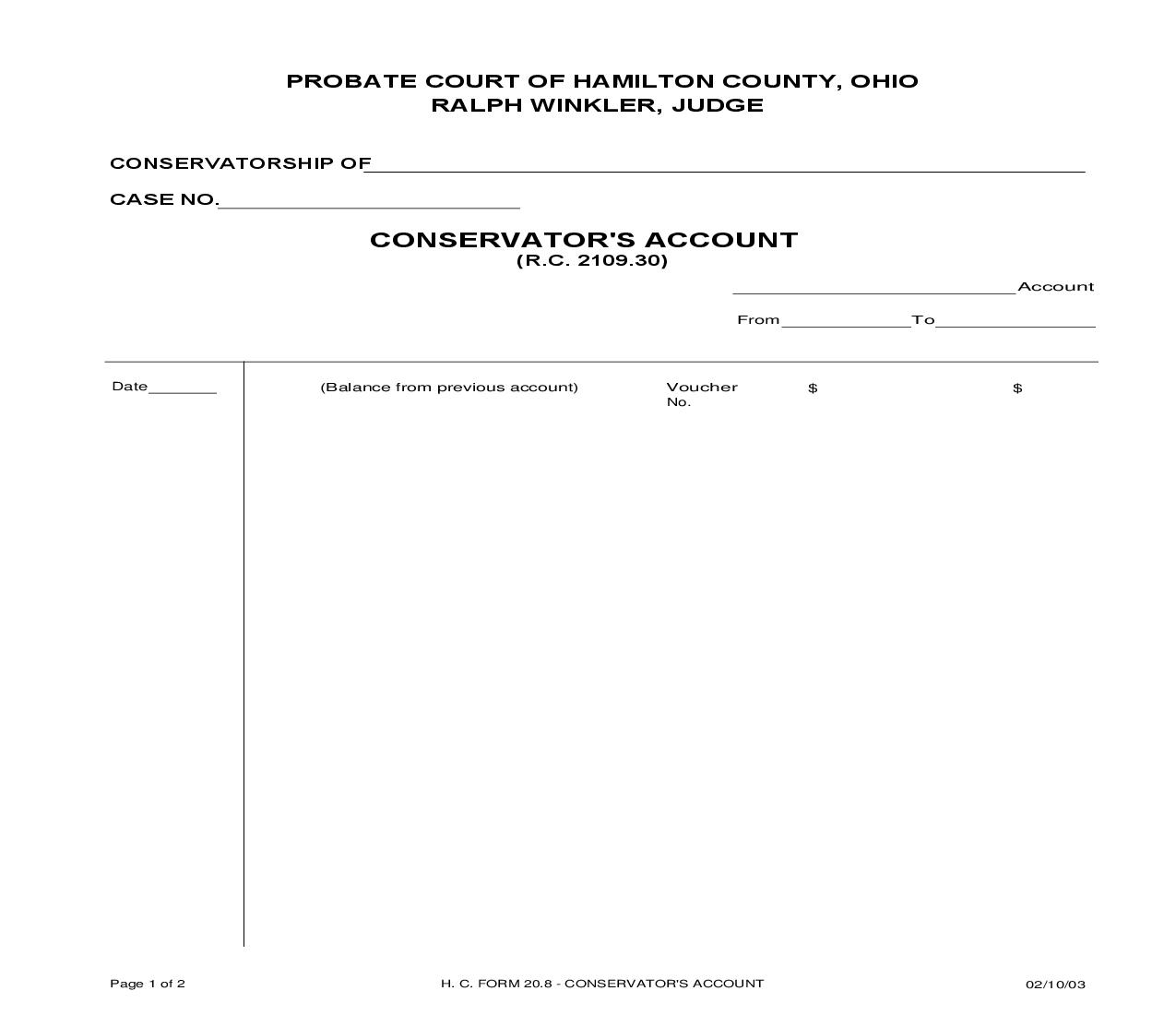 Conservators Account {20.8} | Pdf Fpdf Doc Docx | Ohio