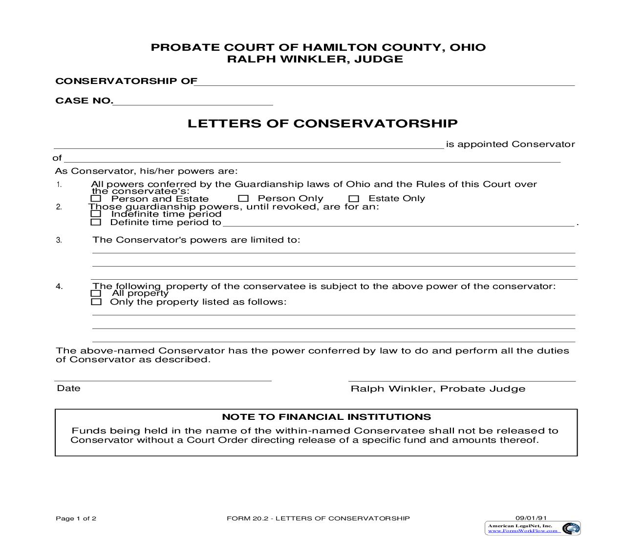 Letters Of Conservatorship {20.2} | Pdf Fpdf Doc Docx | Ohio