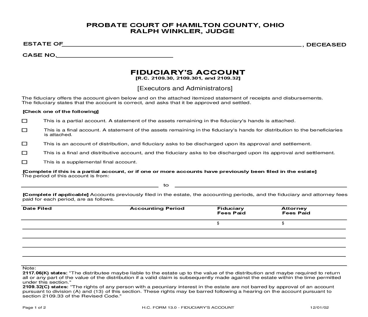 Fiduciarys Account {13.0} | Pdf Fpdf Doc Docx | Ohio