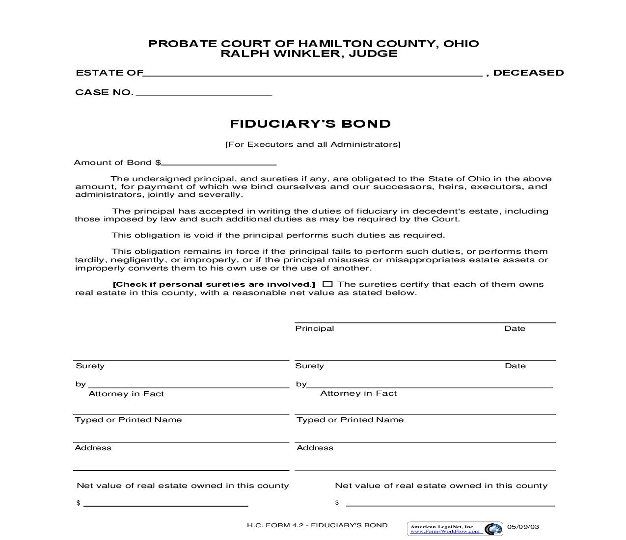 Fiduciarys Bond {4.2} | Pdf Fpdf Doc Docx | Ohio