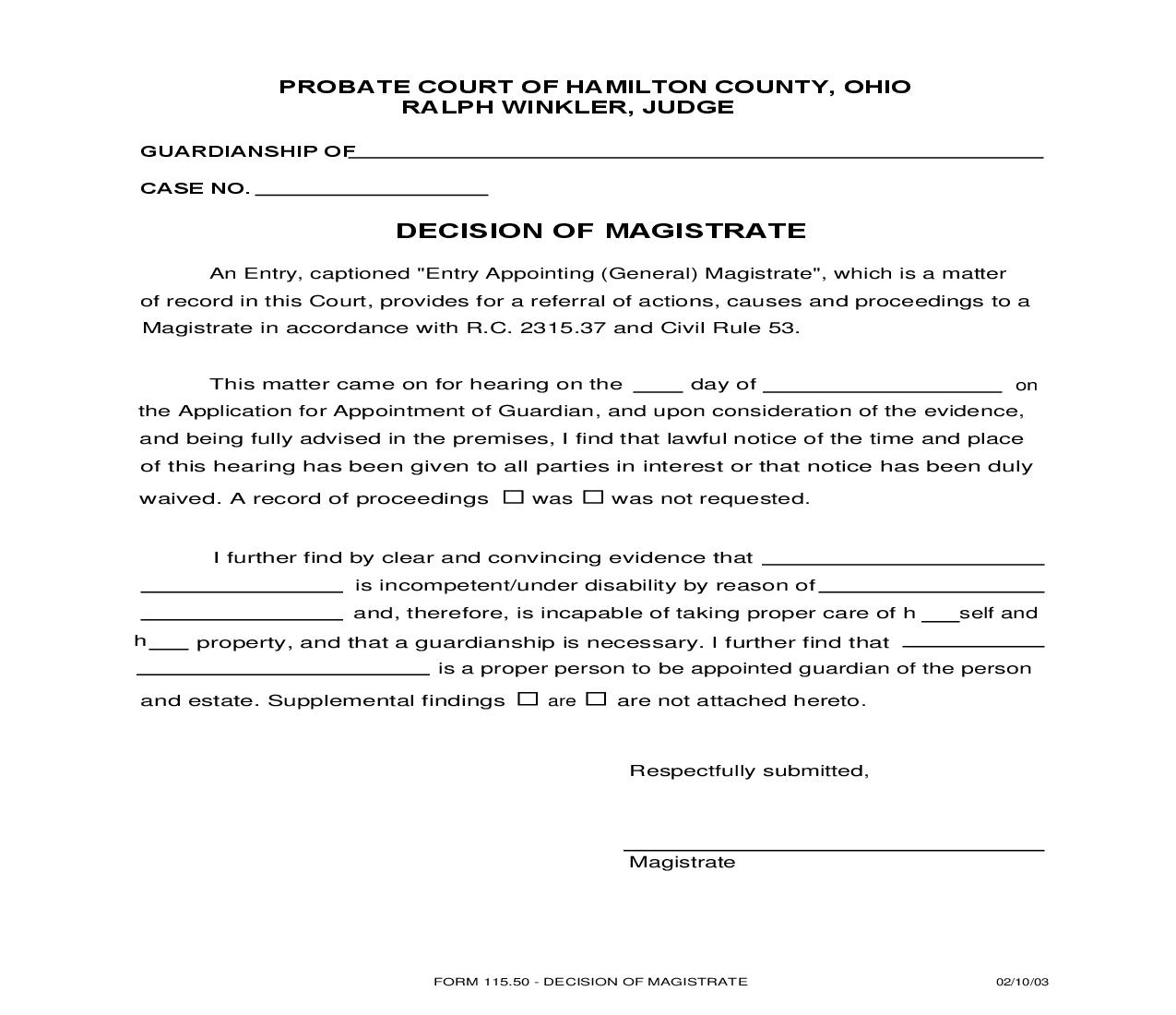 Decision Of Magistrate {115.50} | Pdf Fpdf Doc Docx | Ohio