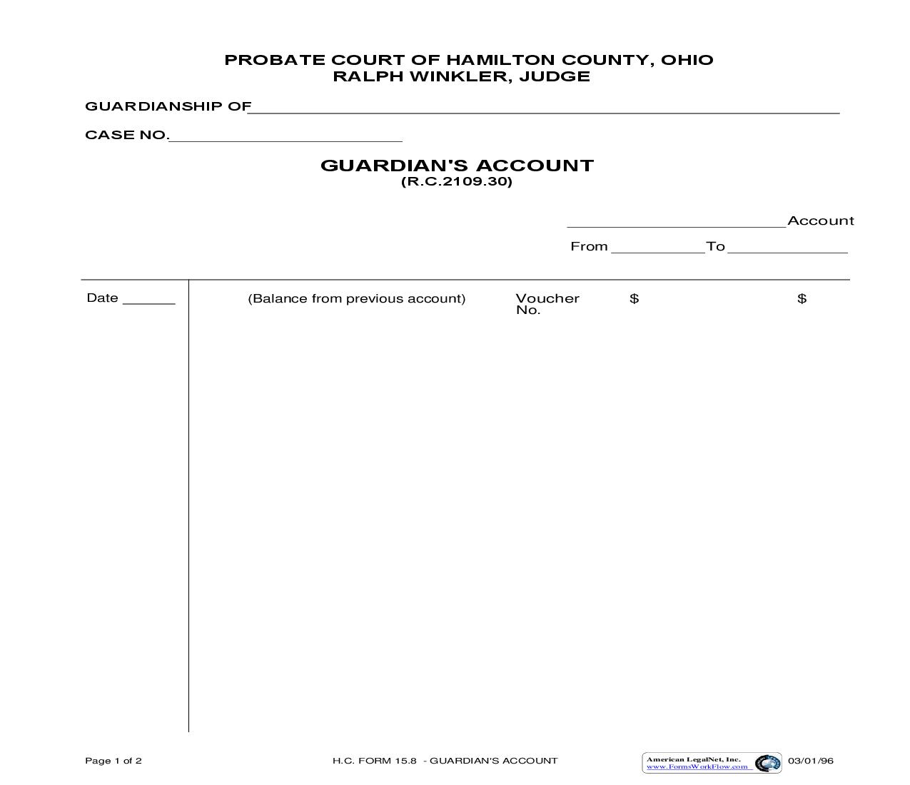 Guardians Account {15.8} | Pdf Fpdf Doc Docx | Ohio