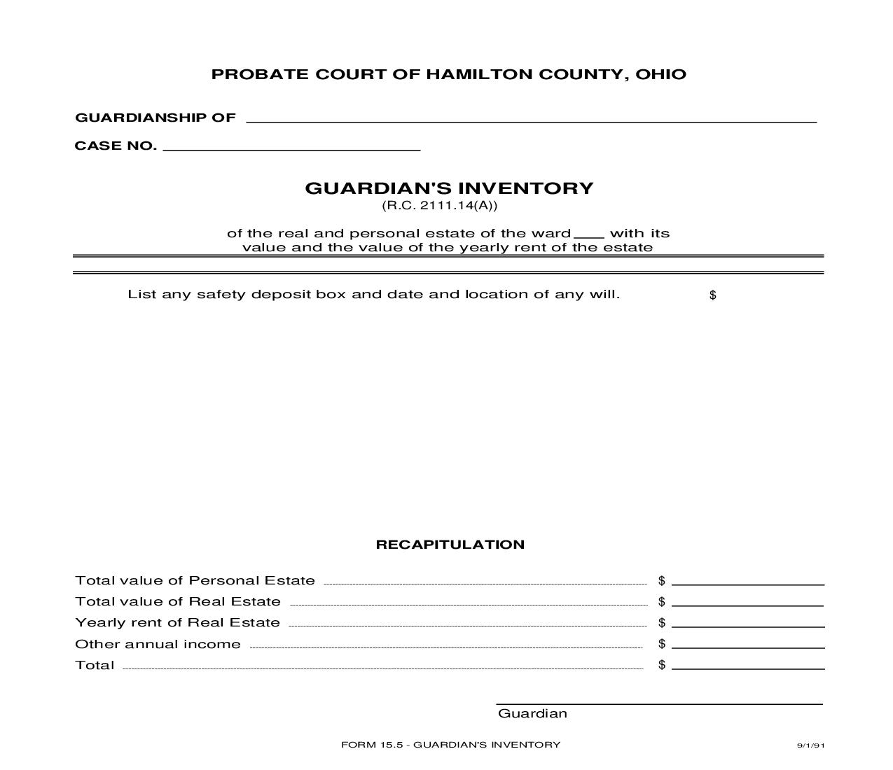 Guardians Inventory {15.5} | Pdf Fpdf Doc Docx | Ohio
