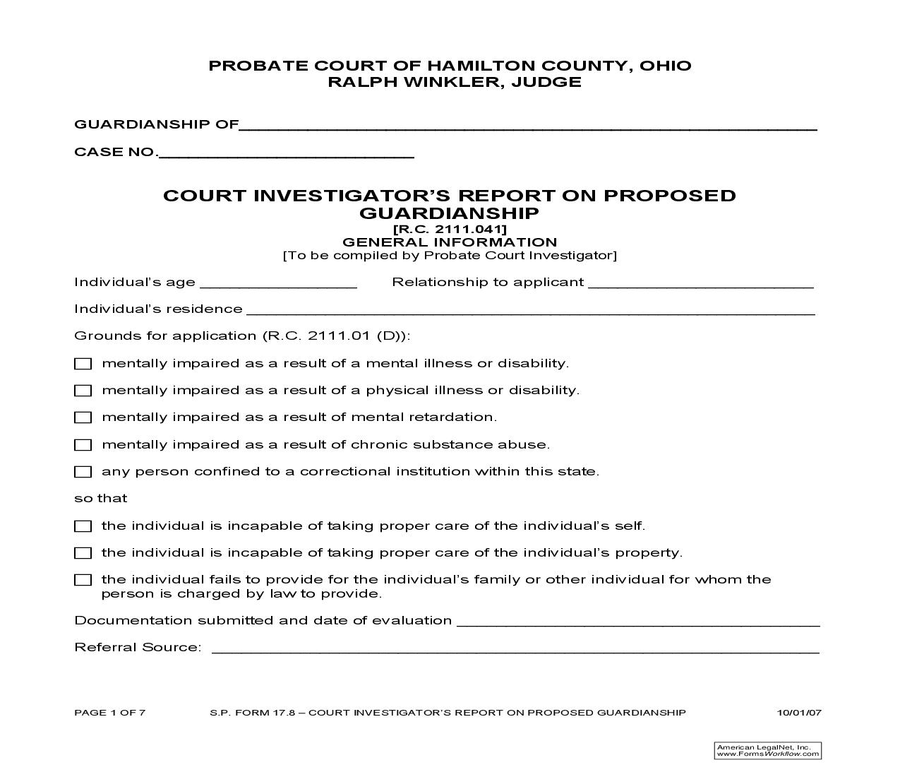 Investigators Report {17.8} | Pdf Fpdf Doc Docx | Ohio