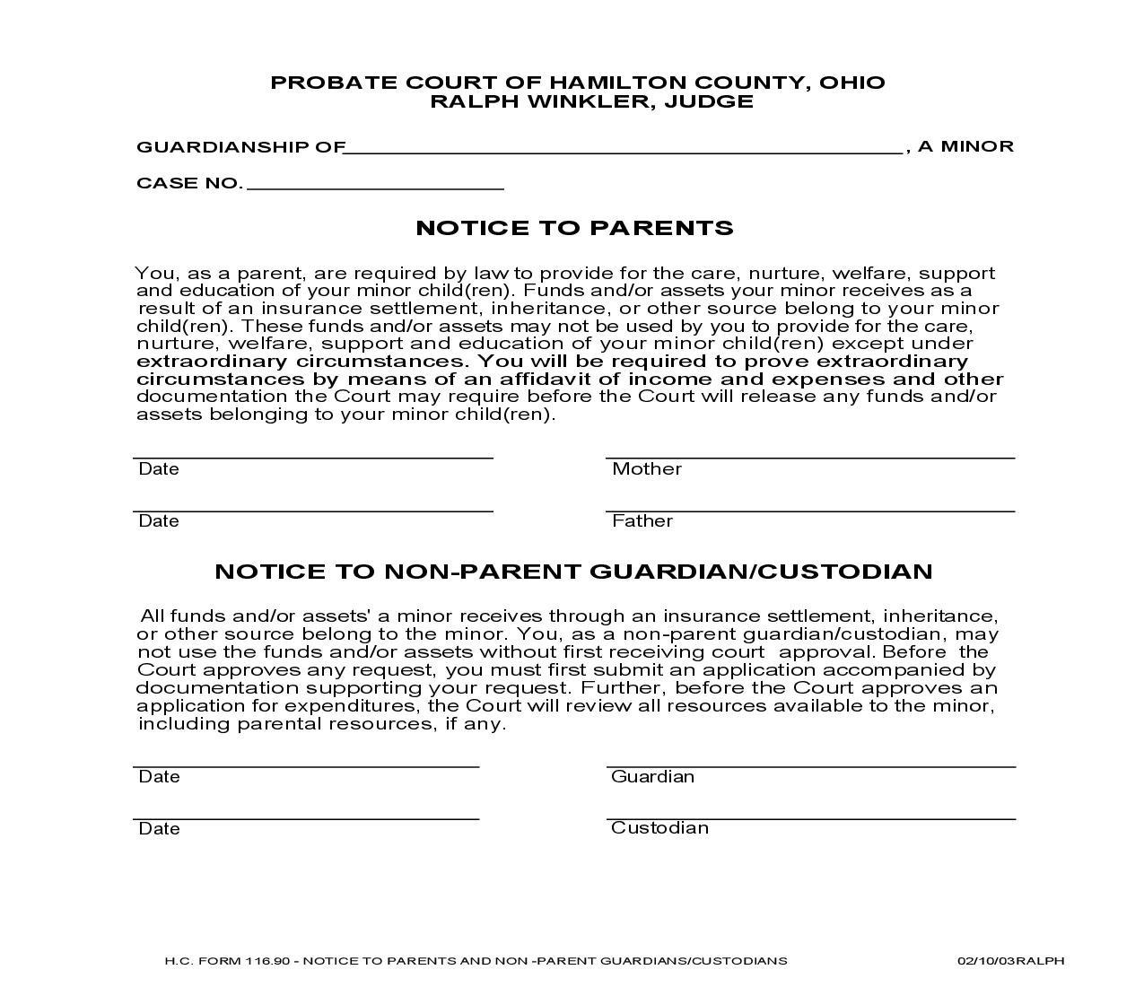 Notice To Parents And Non Parent Custodians {116.90} | Pdf Fpdf Doc Docx | Ohio