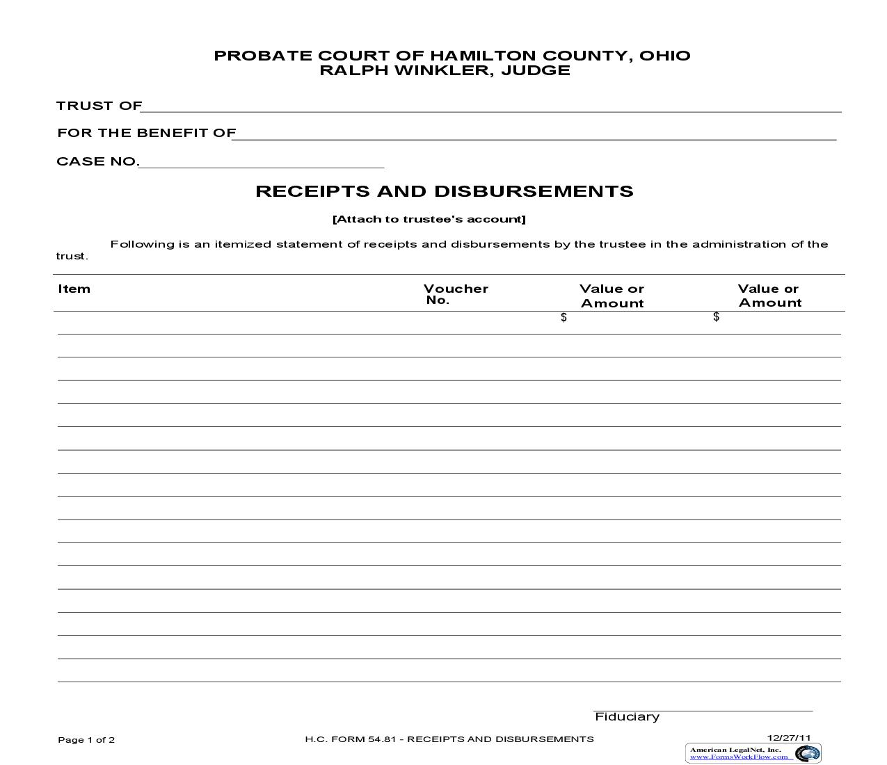 Receipts And Disbursements {54.81} | Pdf Fpdf Doc Docx | Ohio