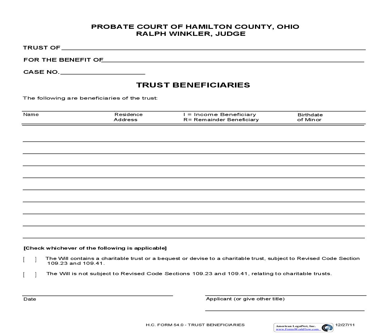 Trust Beneficiaries {54.0} | Pdf Fpdf Doc Docx | Ohio
