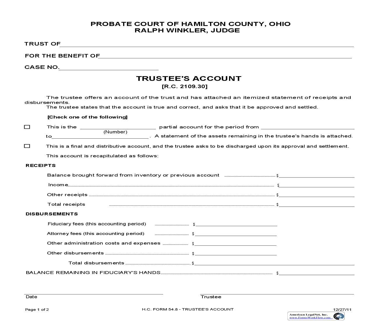 Trustees Account {54.8} | Pdf Fpdf Doc Docx | Ohio
