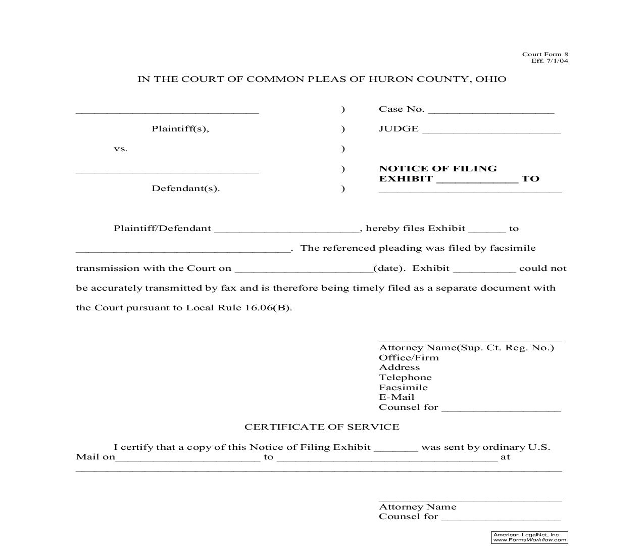 Notice Of Filing Exhibit To {8} | Pdf Fpdf Doc Docx | Ohio